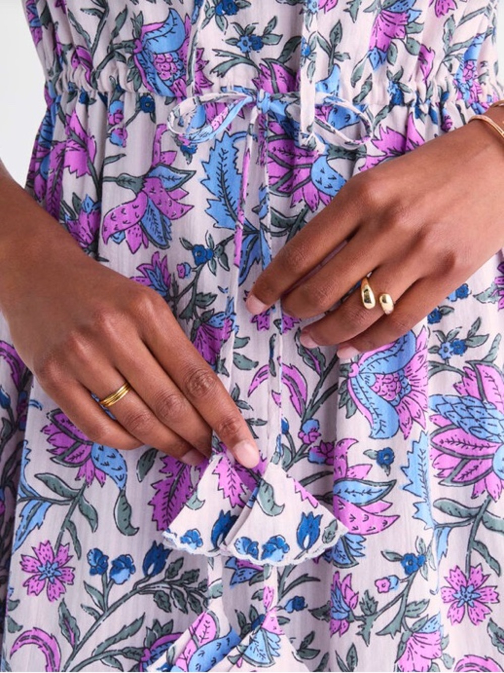Vineyard Vines Pink & Lavender Floral Tie-Waist Maxi Dress Women’s size Large - Picture 6 of 16